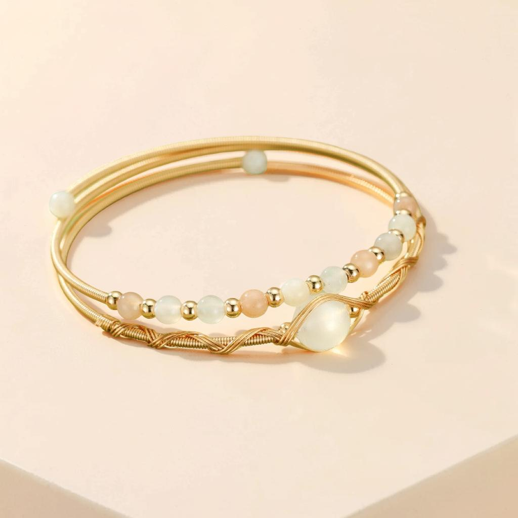 Bracelet Pierre de Lune – Lumière Céleste, Plaqué Or 14K