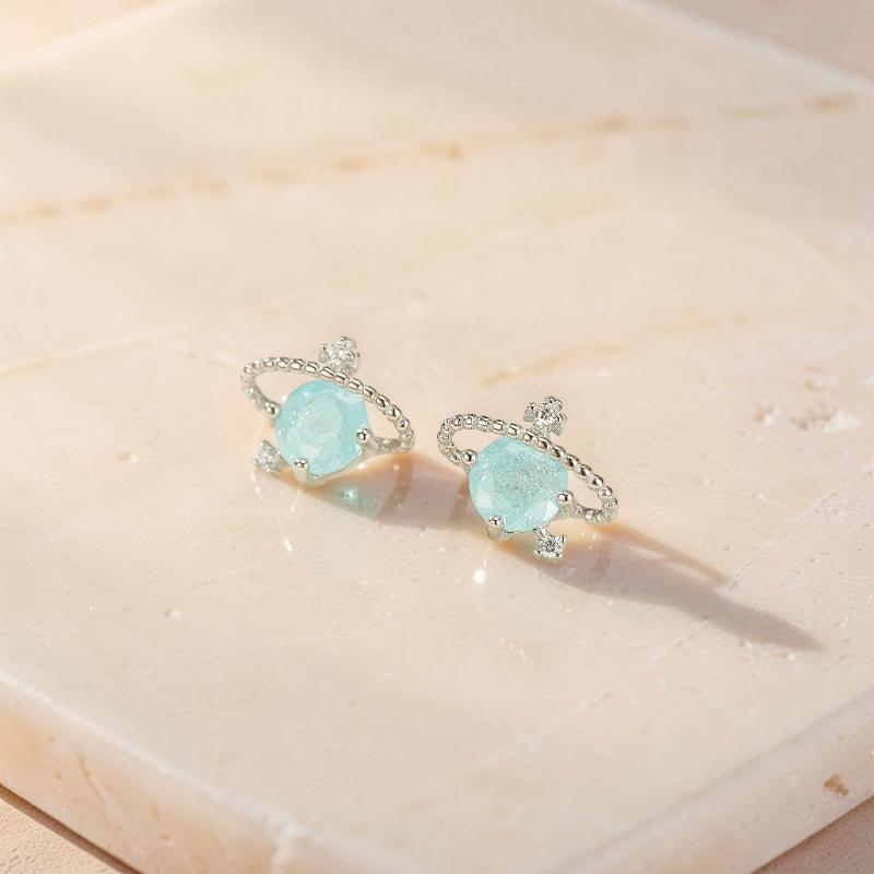 Boucles d'oreilles Aigue marine – Petite Galaxie, Argent