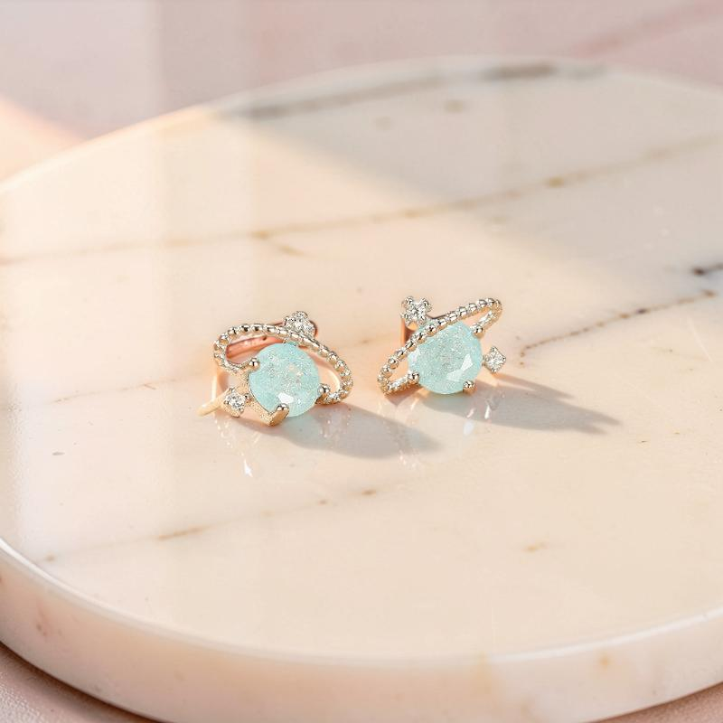 Boucles d'oreilles Aigue marine – Petite Galaxie, Argent