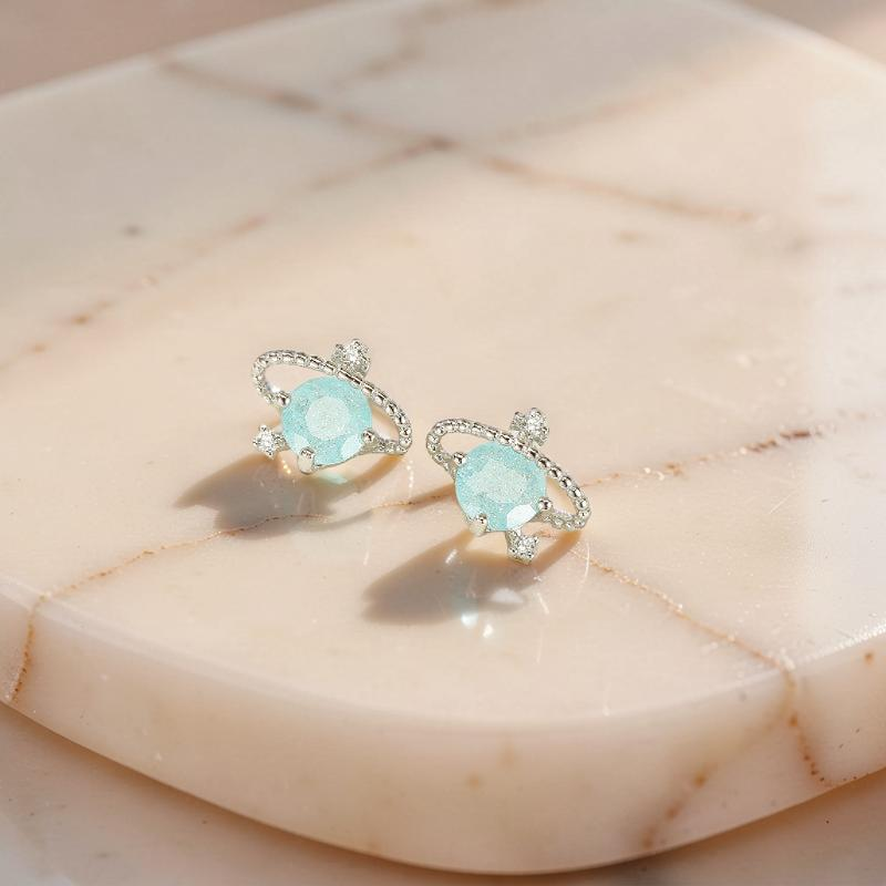 Boucles d'oreilles Aigue marine – Petite Galaxie, Argent