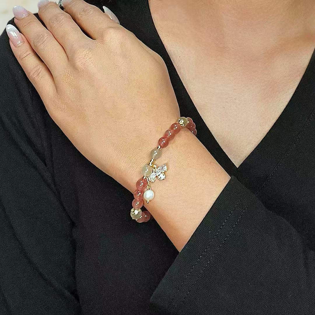 Bracelet Quartz Fraise et Labradorite – Abeille Poétique