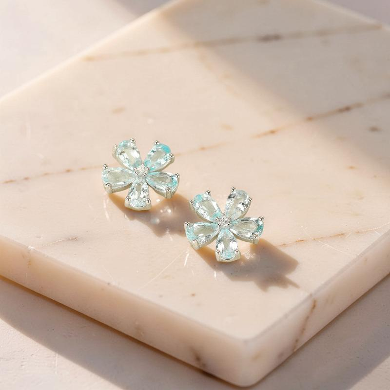 Boucles d'Oreilles Topaze – Fleur D'horizon, Argent