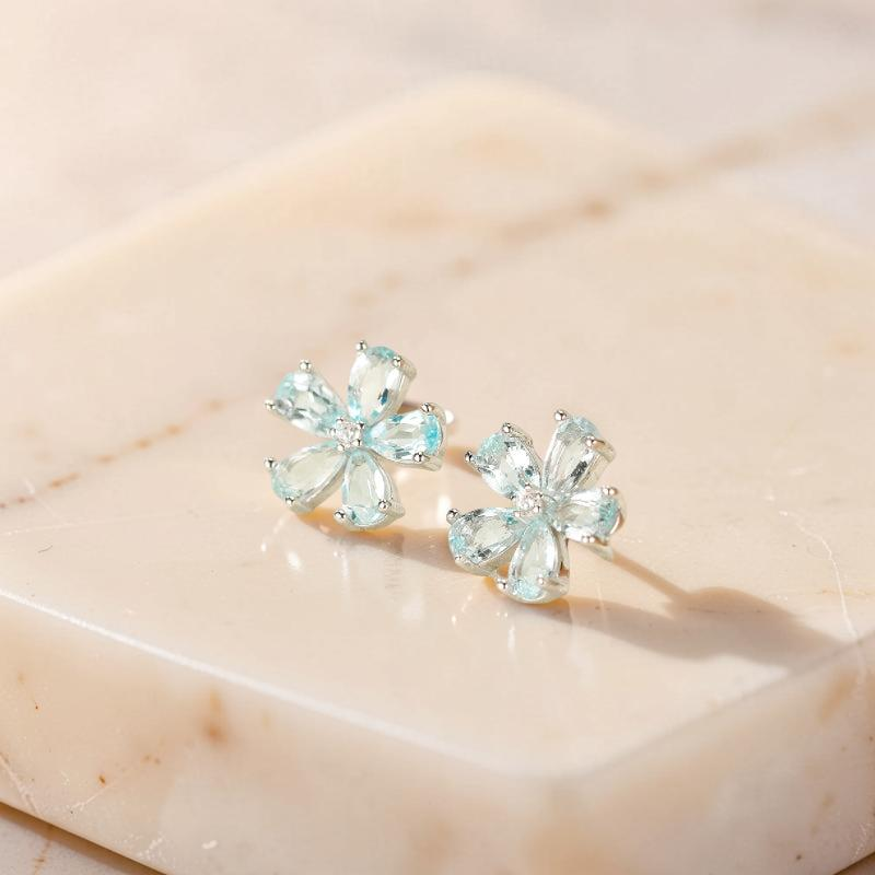 Boucles d'Oreilles Topaze – Fleur D'horizon, Argent