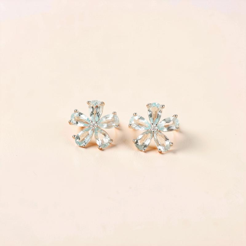 Boucles d'Oreilles Topaze – Fleur D'horizon, Argent