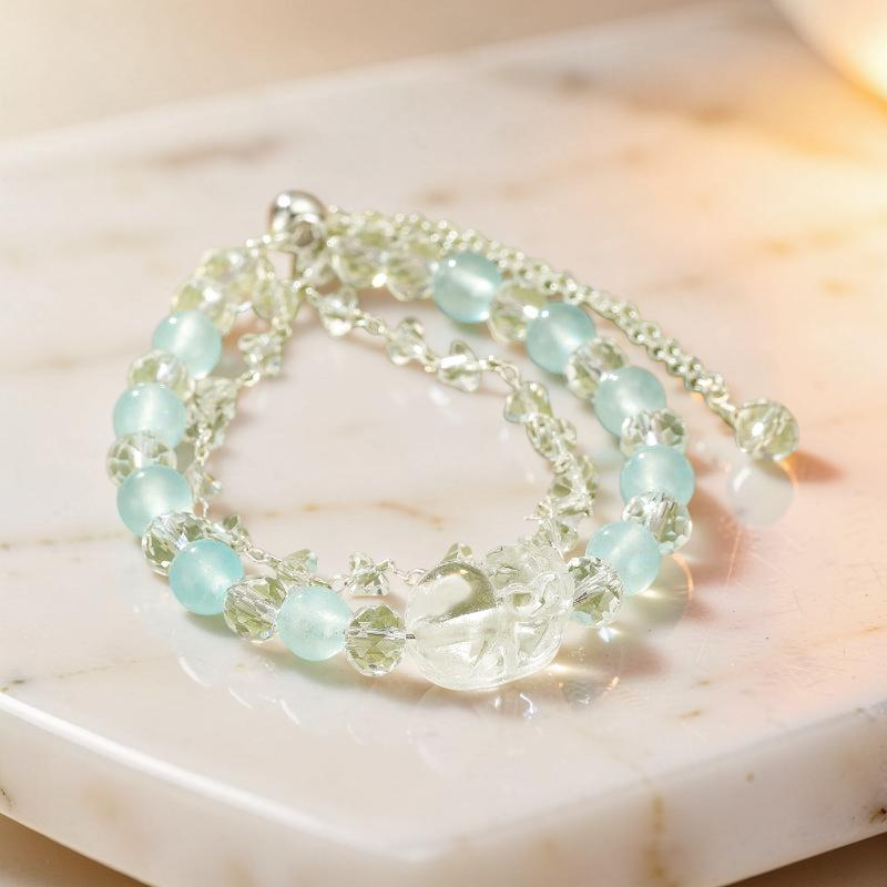 Bracelet Aigue-marine et Cristal de Roche – Garde Précieux, Alliage