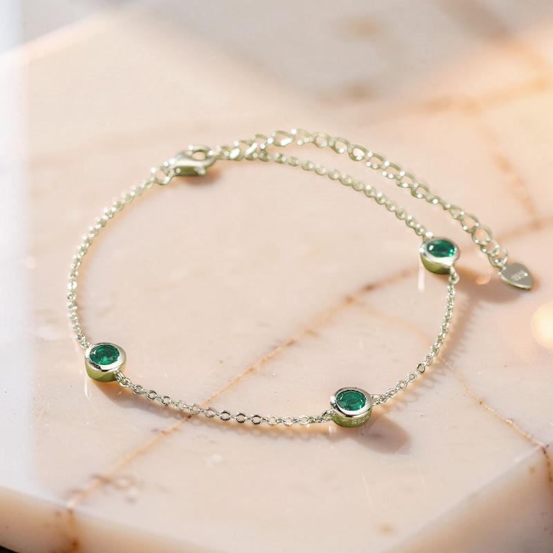Bracelet Émeraude – Éclat de Printemps, Argent
