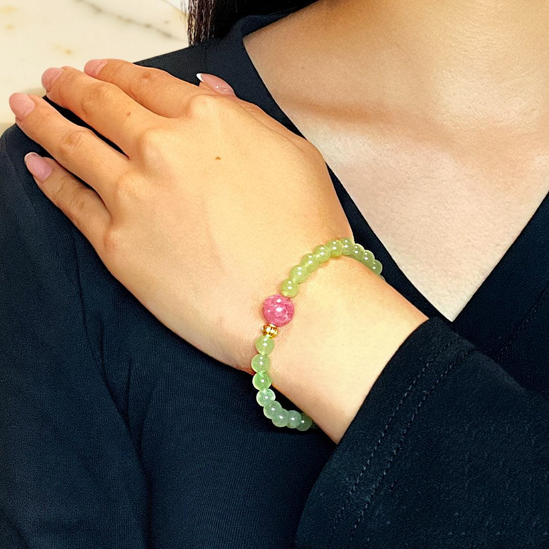 Bracelet Rhodonite et Jade – Duo Bien-Être
