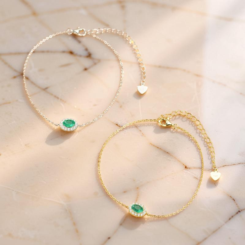 Bracelet Émeraude – Souffle de Nature, Argent Plaqué Or