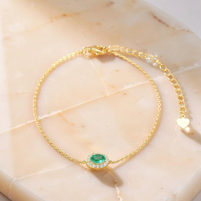 Bracelet Émeraude – Souffle de Nature, Argent Plaqué Or