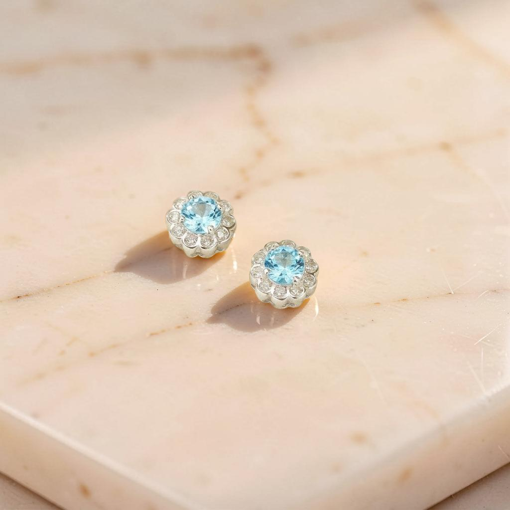 Boucles d'Oreilles Topaze – Fleur d'Eden, Argent
