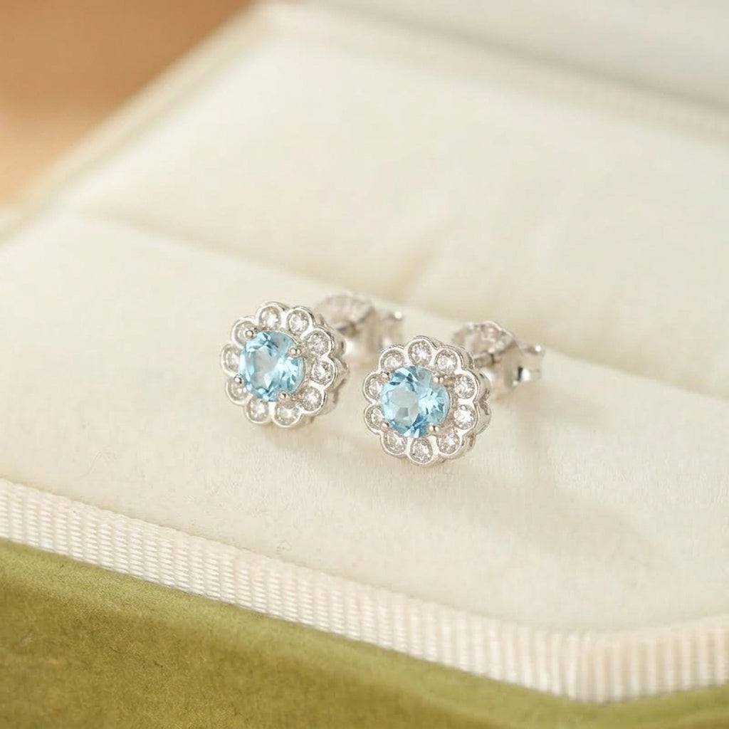 Boucles d'Oreilles Topaze – Fleur d'Eden, Argent