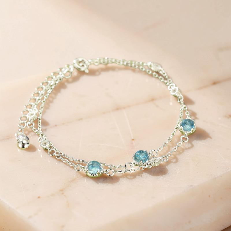 Bracelet Aigue-Marine – Sérénité Bleue, Argent 925