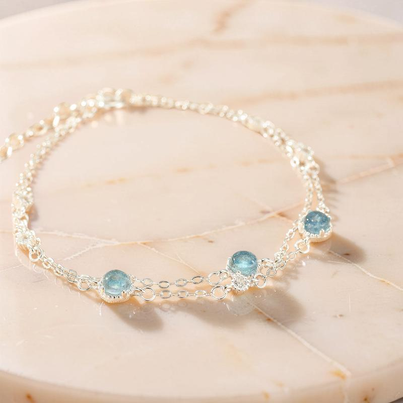 Bracelet Aigue-Marine – Sérénité Bleue, Argent 925