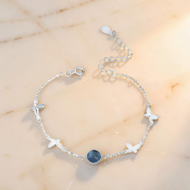 Bracelet Aigue-Marine – Papillon d'Océan, Argent 925
