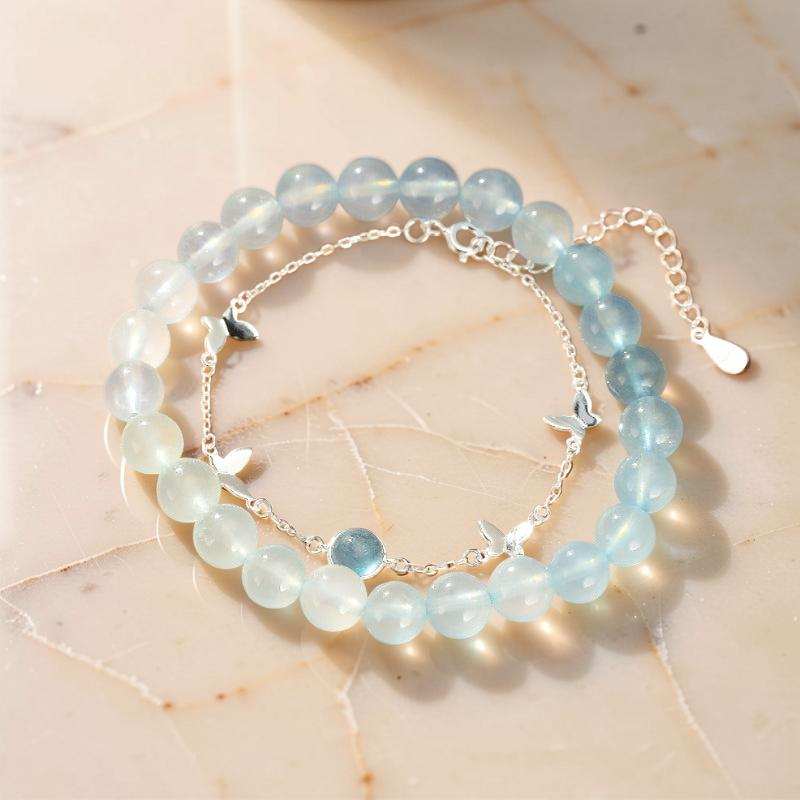 Bracelet Aigue-Marine – Papillon d'Océan, Argent 925