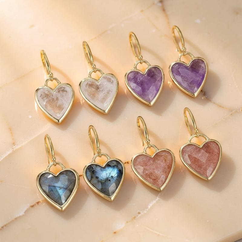 Boucles d'Oreilles Labradorite – Cœur Mystique