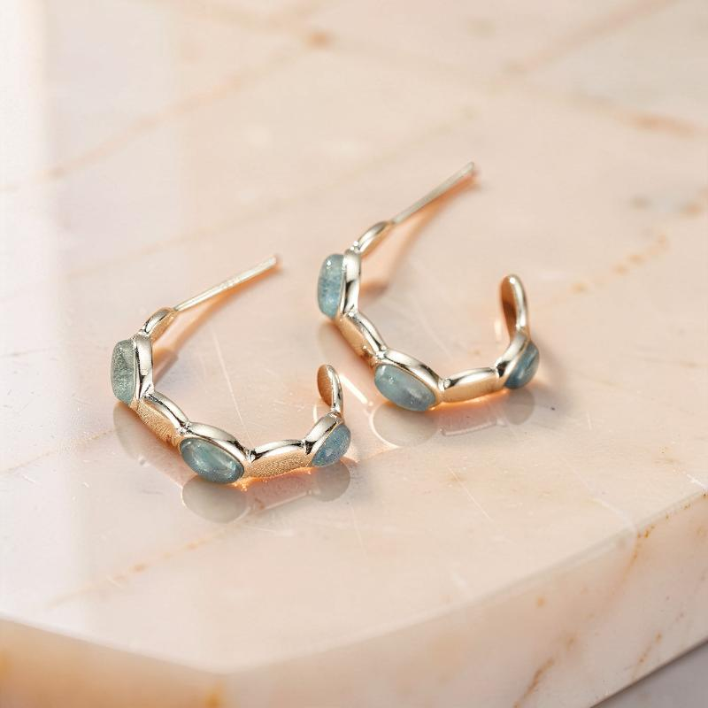 Boucles d'oreilles Aigue marine – Reflets Océan, Argent