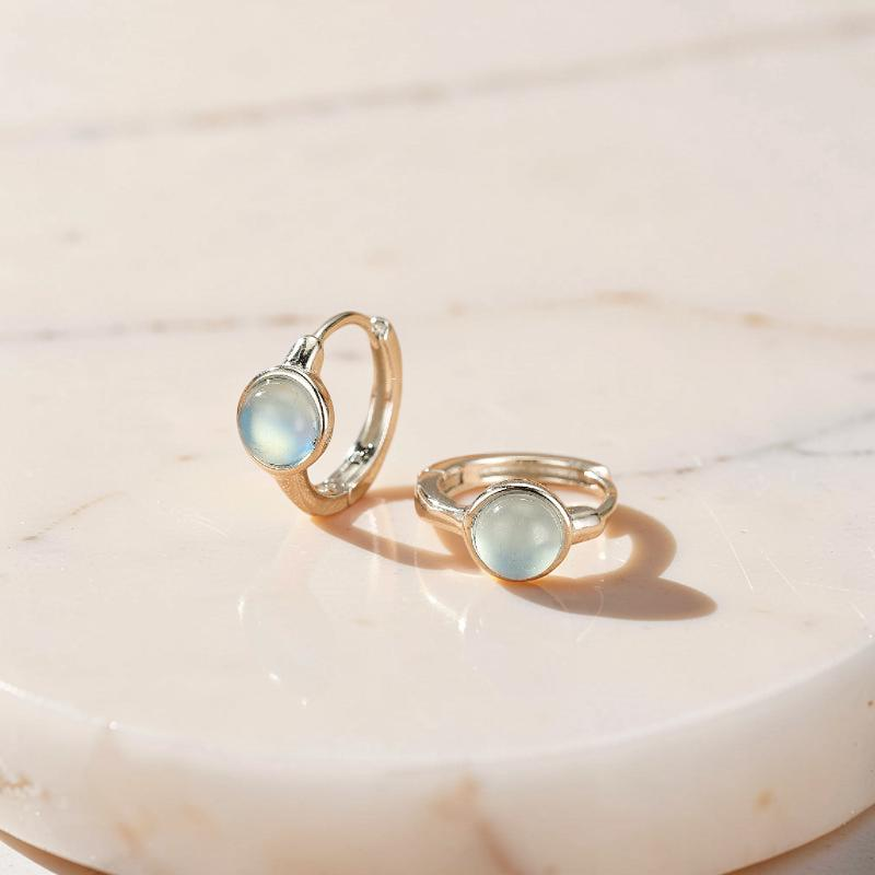 Boucles d'oreilles Aigue marine – Lumière Marine, Argent