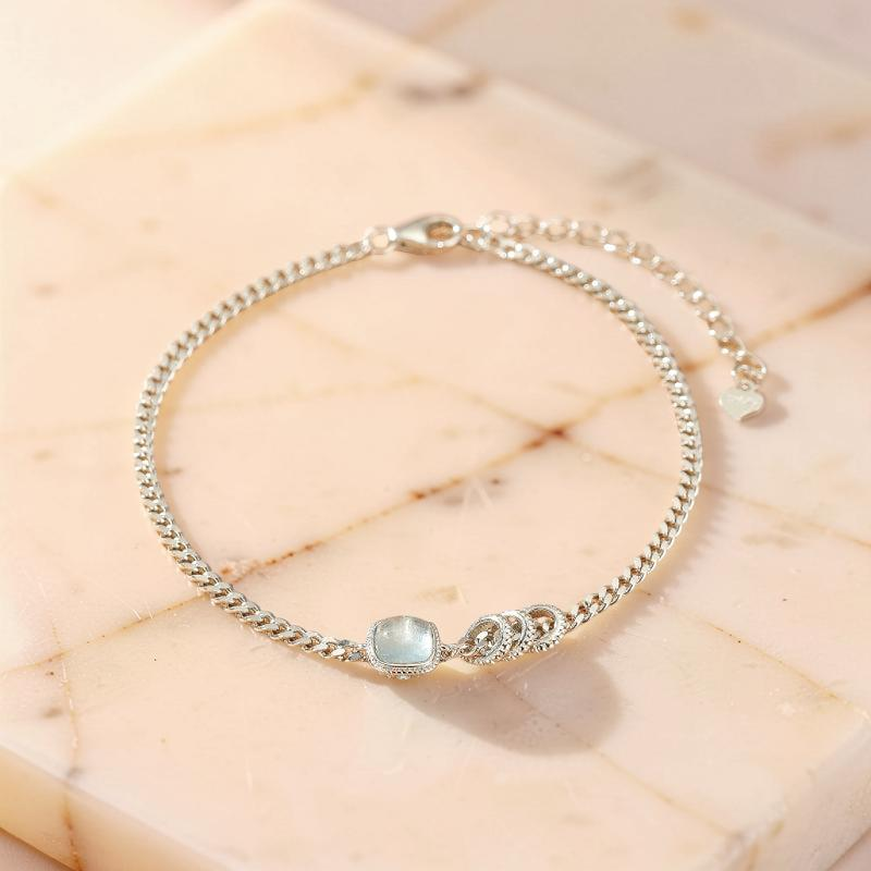 Bracelet Aigue-Marine – Douceur de Vague, Argent