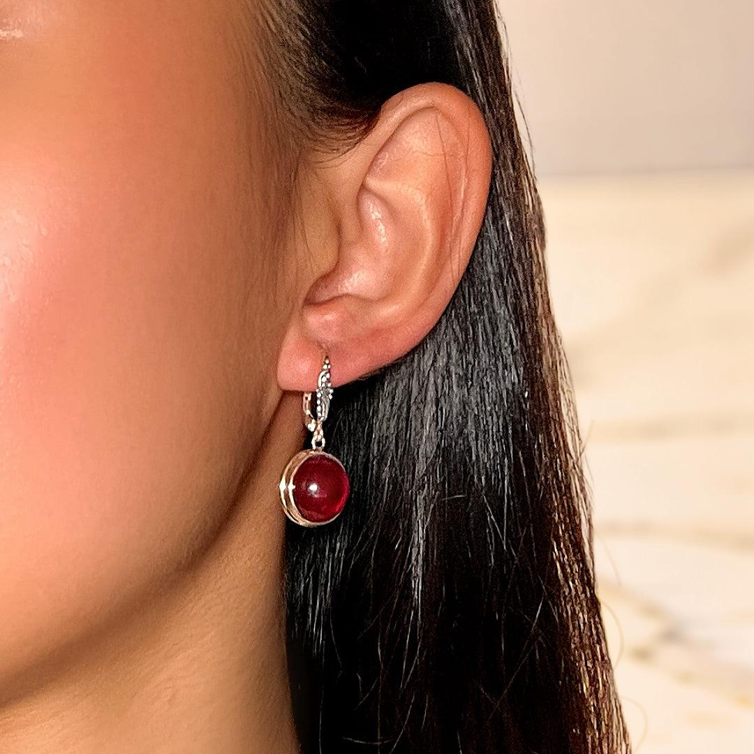 Boucles d’Oreilles Cornaline – Lueur d’Énergie, Argent