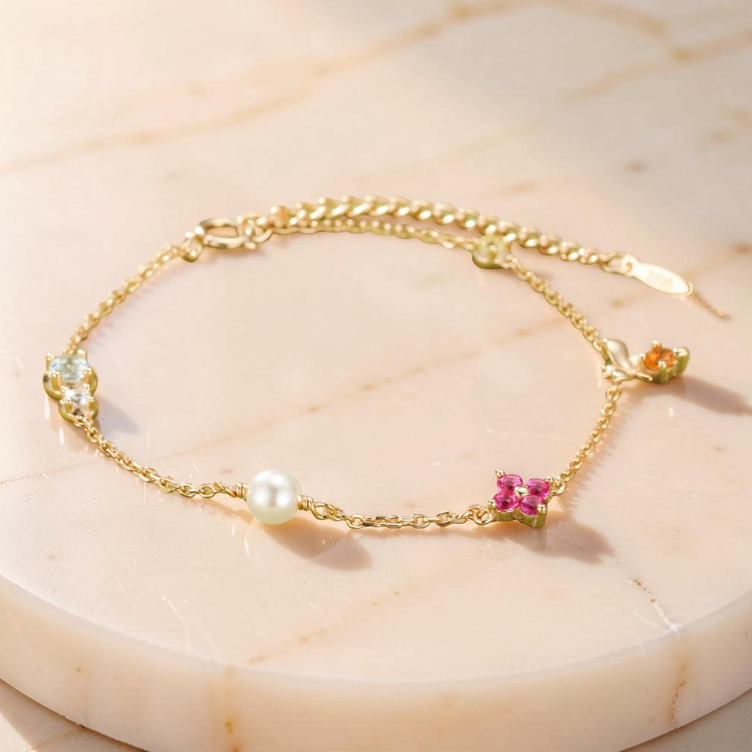 Bracelet Cornaline – Jardin Enchanté, Argent