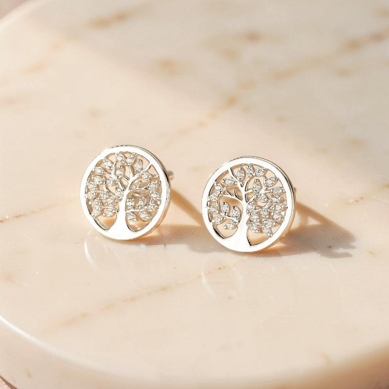 Boucles d'Oreilles Arbre de Vie – Harmonie Sacrée, Argent S925