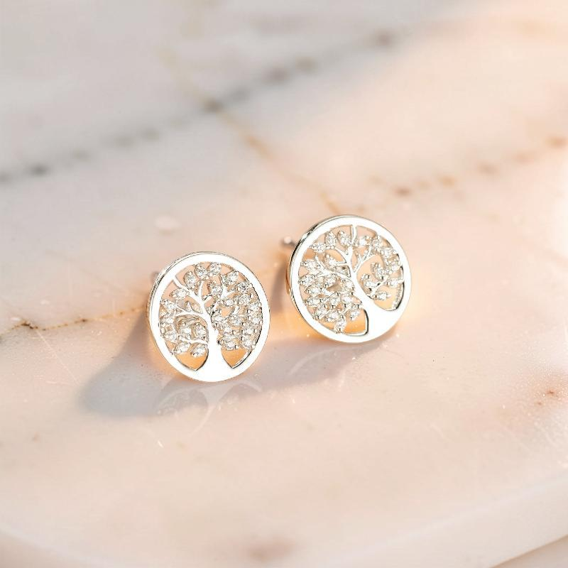 Boucles d'Oreilles Arbre de Vie – Harmonie Sacrée, Argent S925