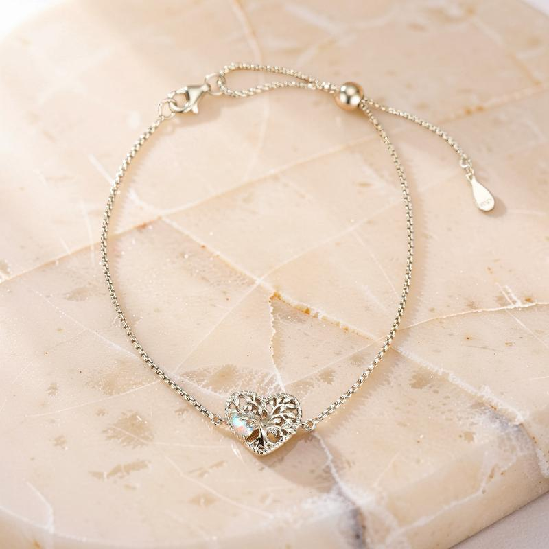 Bracelet Pierre de Lune Arbre de Vie – Nature Éternelle, Argent