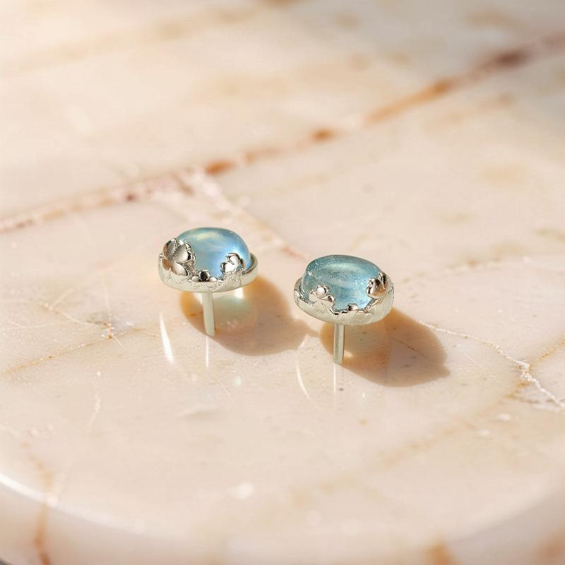 Boucles d'oreilles Aigue marine – Océan Serein, Argent
