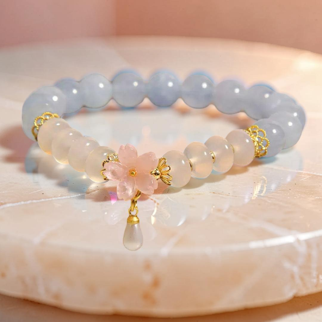 Bracelet Aigue-Marine et Agate – Fleur de Rosée