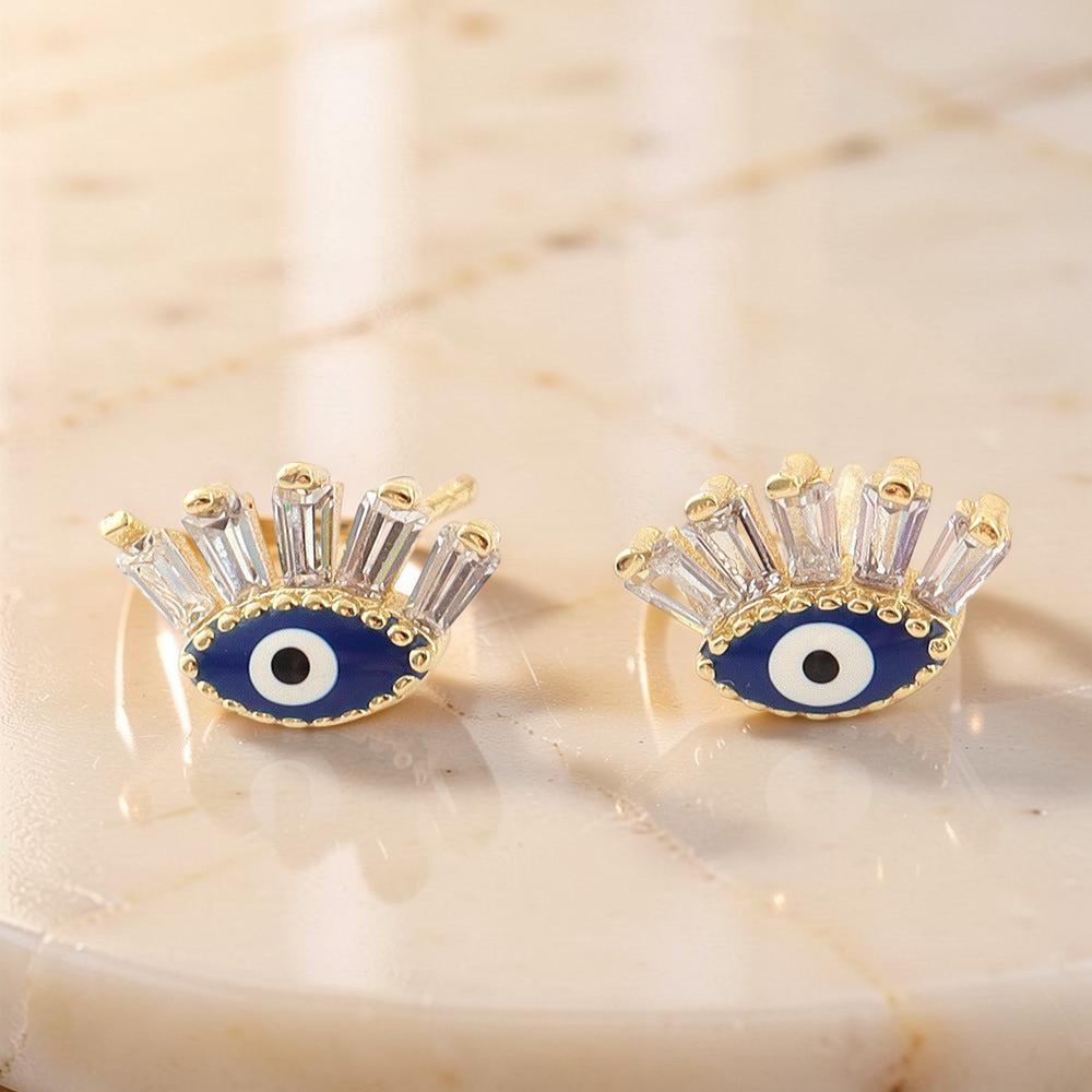 Boucle d’oreille Mauvais Œil Regard en Cristal