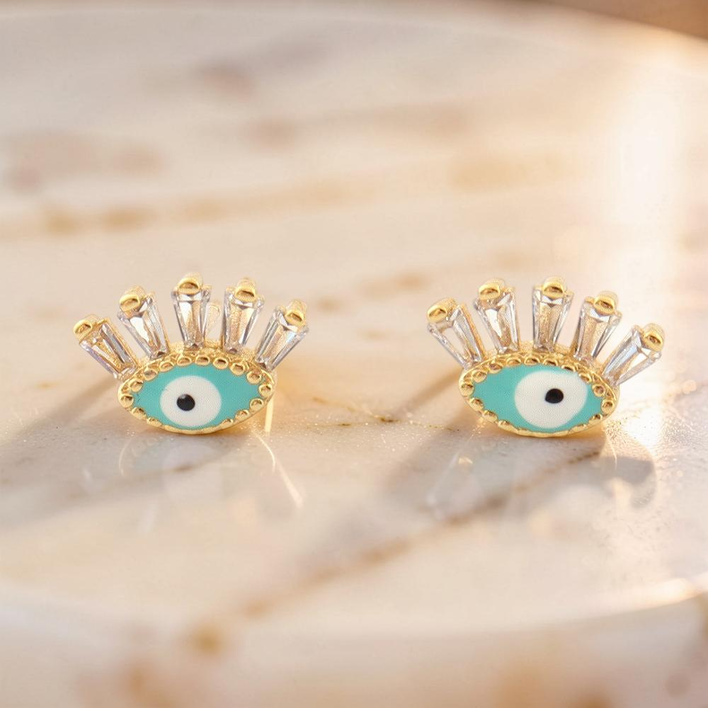 Boucle d’oreille Mauvais Œil Regard en Cristal