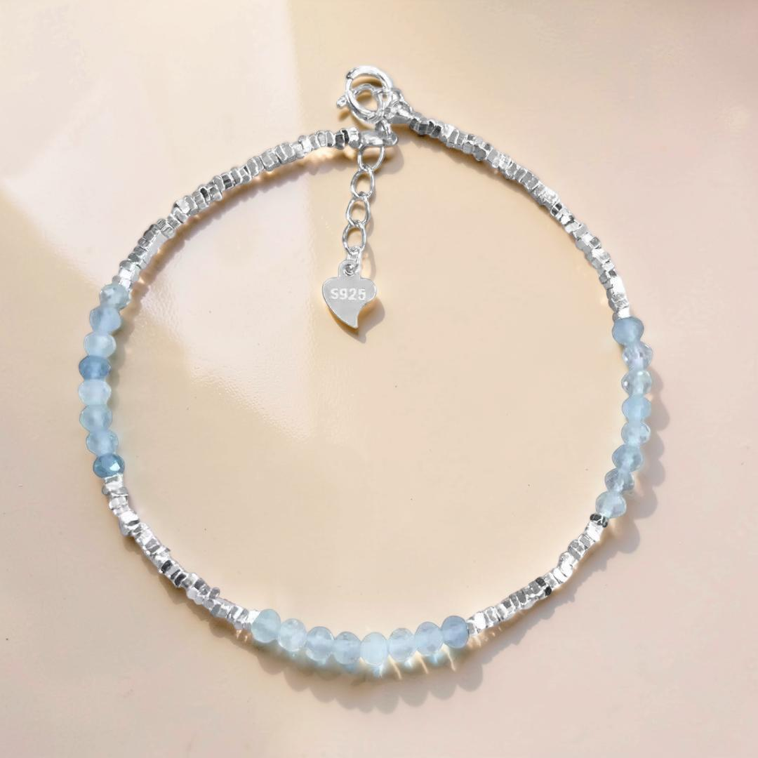Bracelet Aigue-marine – Brume Matinale, Argent