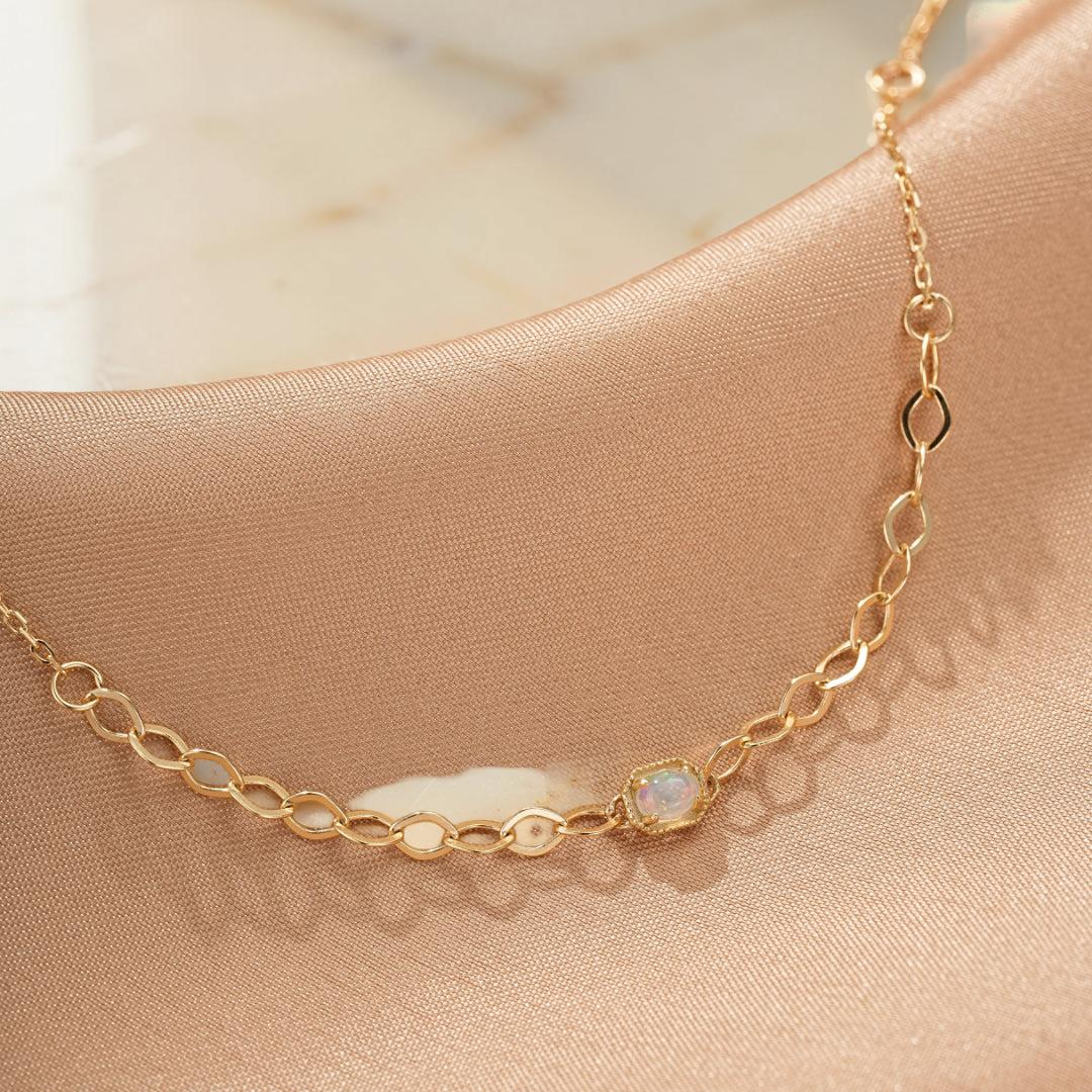Bracelet Opale – Lien Précieux, Argent Plaqué Or