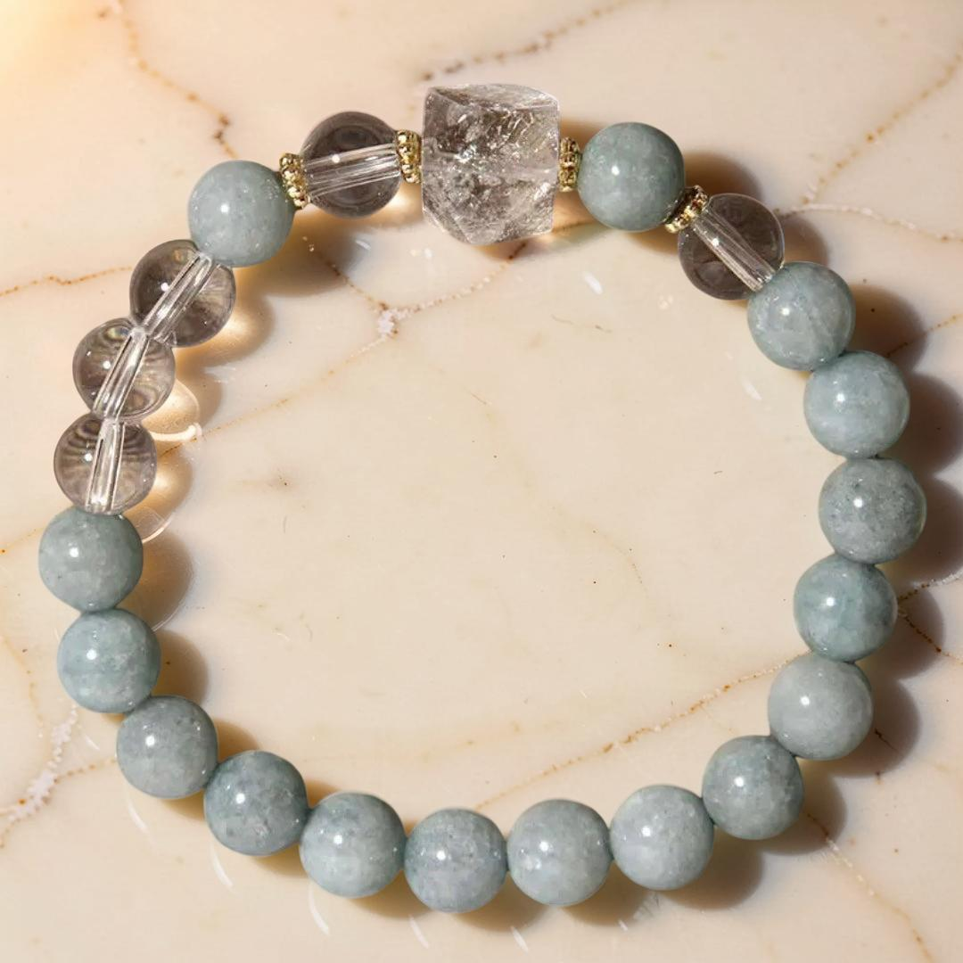 Bracelet Jade et Cristal de Roche – Clarté Céleste