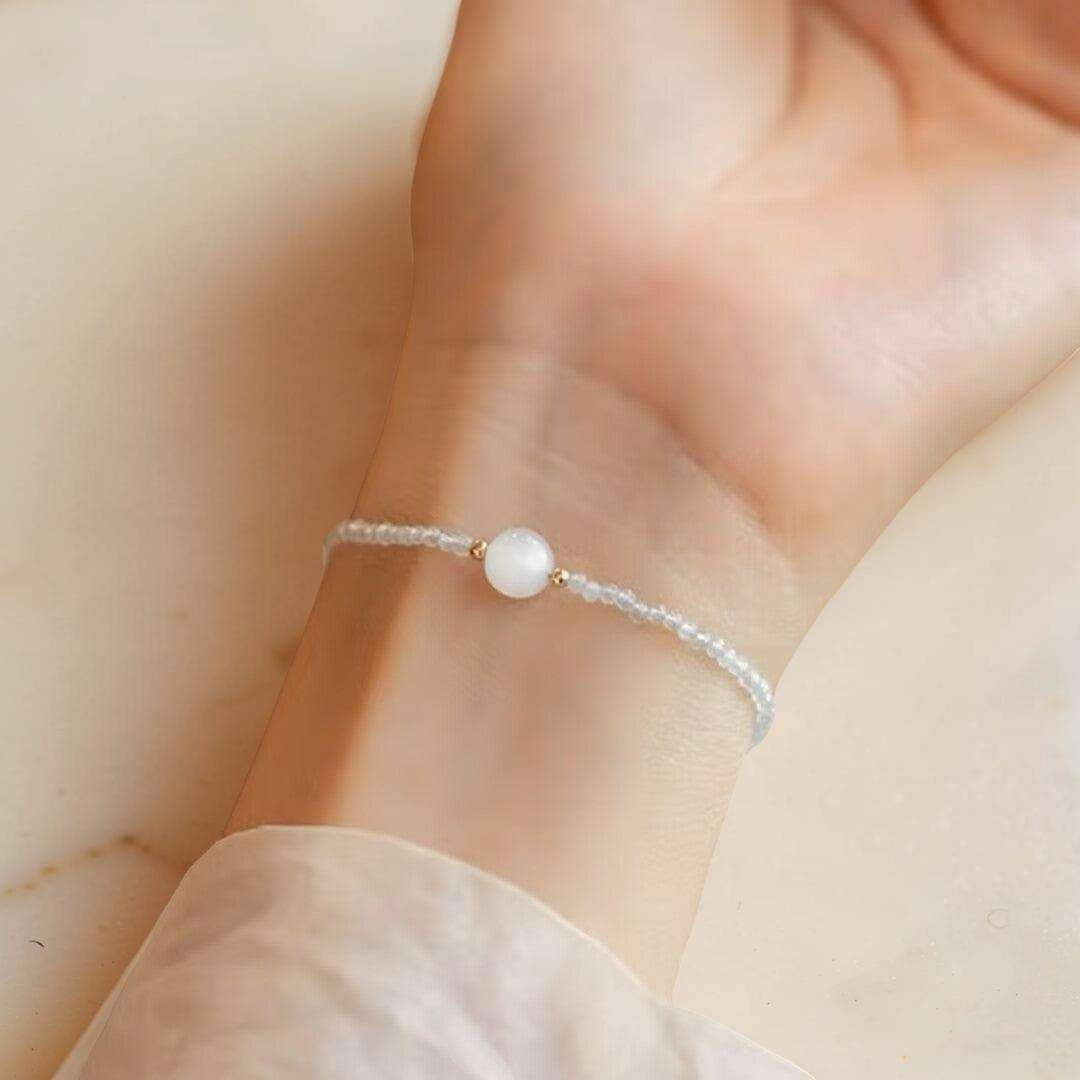 Bracelet Pierre de Lune et Aigue Marine – Rêverie des Flots