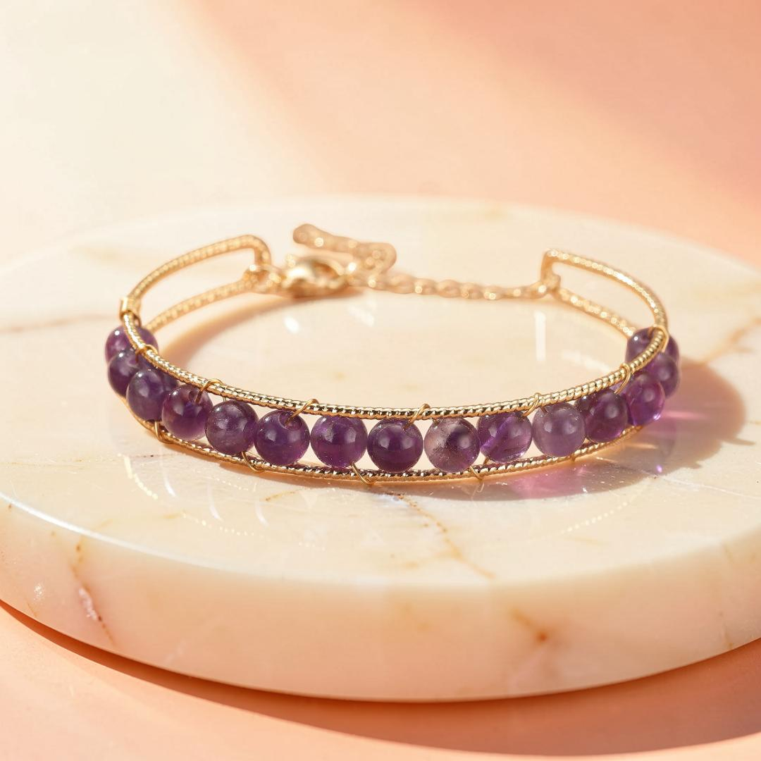 Bracelet Quartz Rose, Améthyste ou Aigue-Marine – Beauté Énergétique