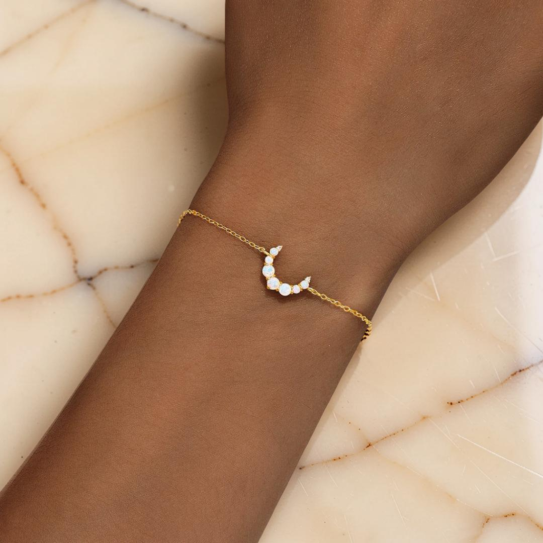Bracelet Opale – Douce Lueur, Argent 925 Plaqué Or 18K