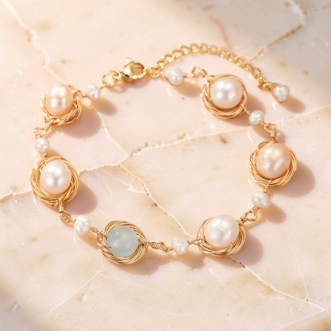 Bracelet Aigue-marine et Perle – Trésor Marin