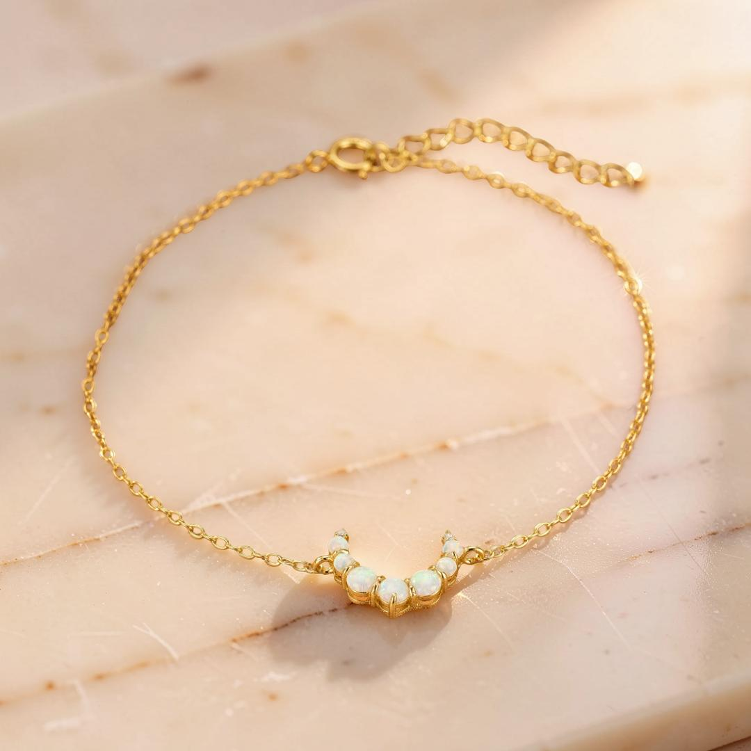 Bracelet Opale – Douce Lueur, Argent 925 Plaqué Or 18K