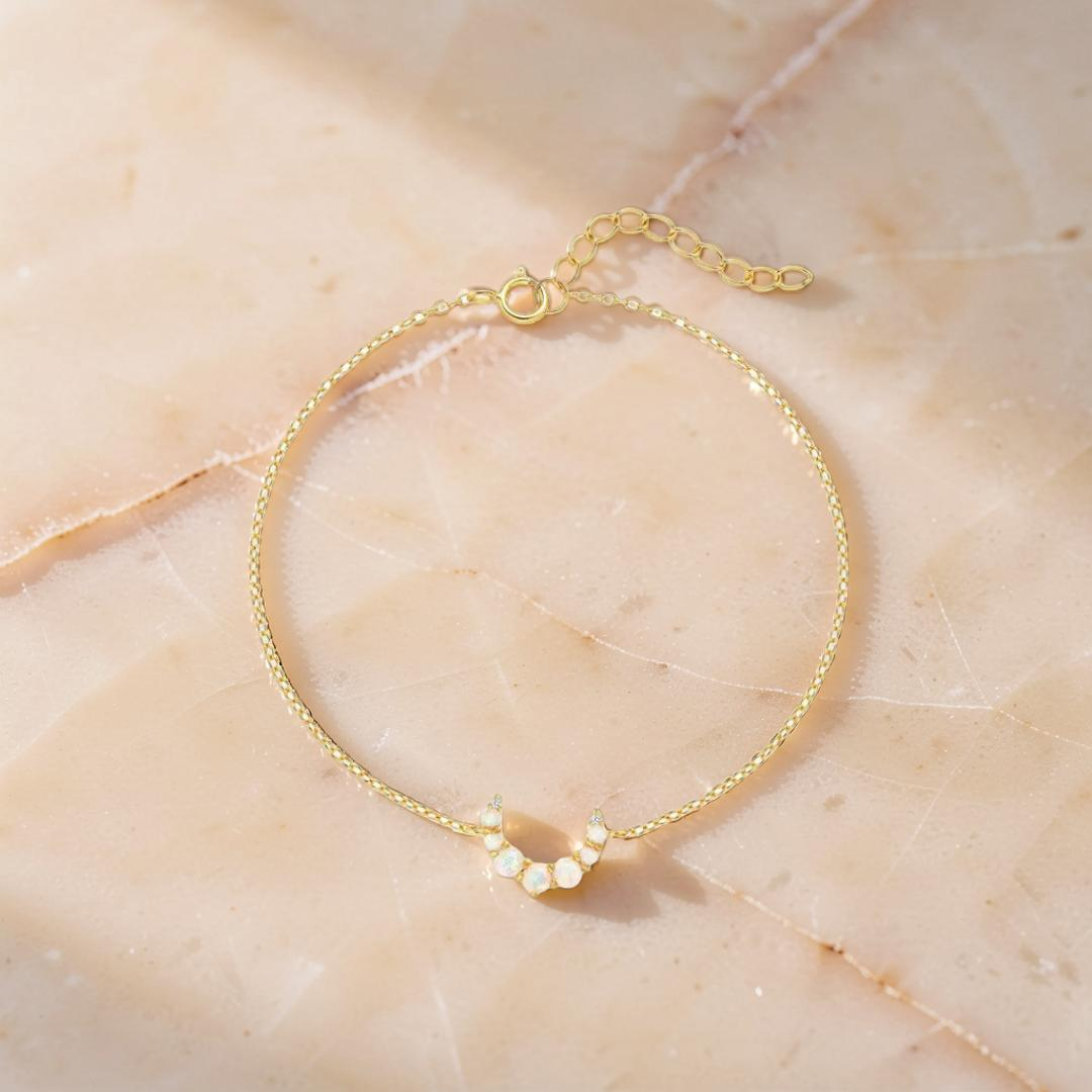 Bracelet Opale – Douce Lueur, Argent 925 Plaqué Or 18K