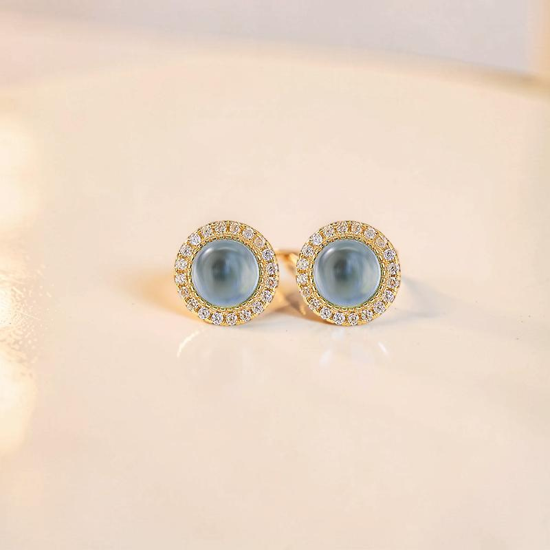 Boucles d'oreilles Aigue marine – Éclat Céleste, Argent Plaqué Or