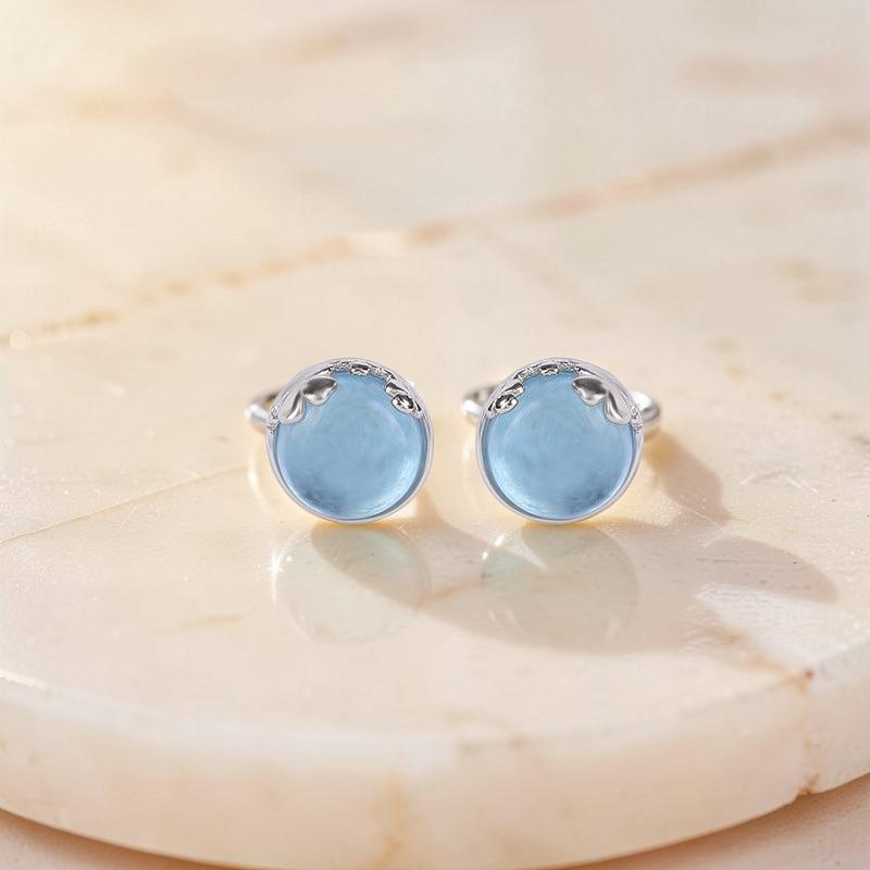 Boucles d'oreilles Aigue marine – Océan Serein, Argent