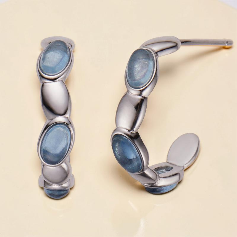 Boucles d'oreilles Aigue marine – Reflets Océan, Argent