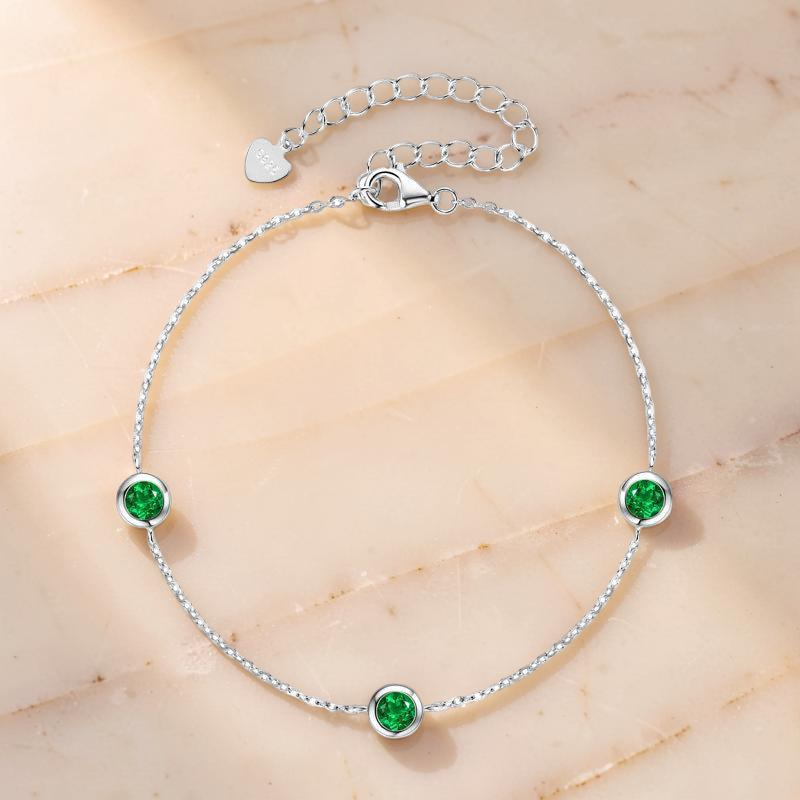 Bracelet Émeraude – Éclat de Printemps, Argent