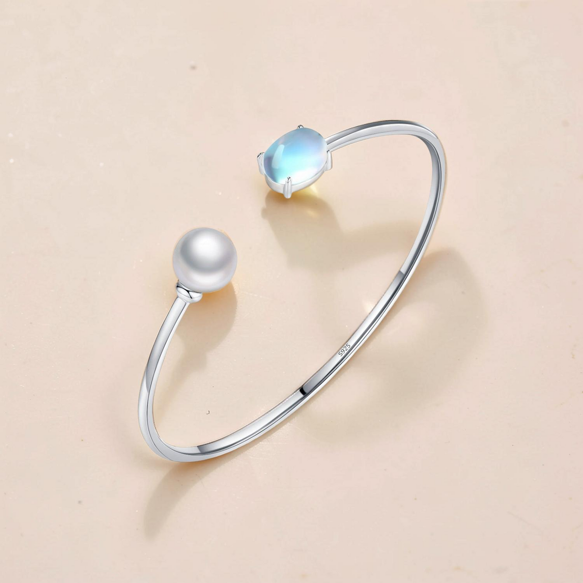 Bracelet Pierre de Lune et Perle – Essence de Lune, Argent