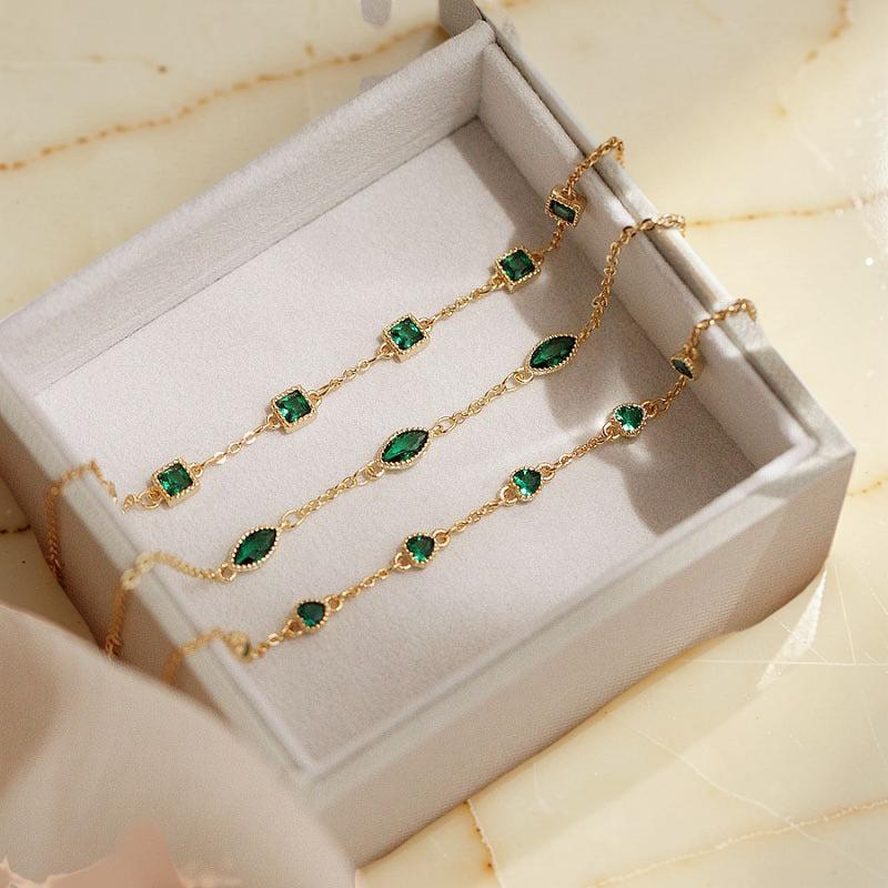 Bracelet Émeraude – Lumière Royale, Argent Plaqué Or