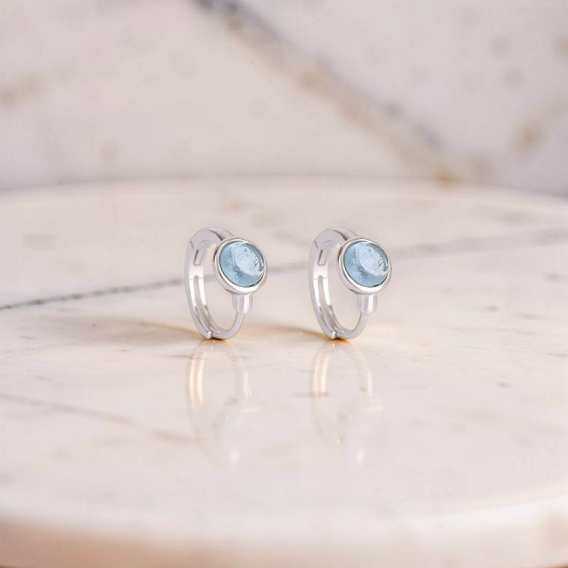 Boucles d'oreilles Aigue marine – Lumière Marine, Argent