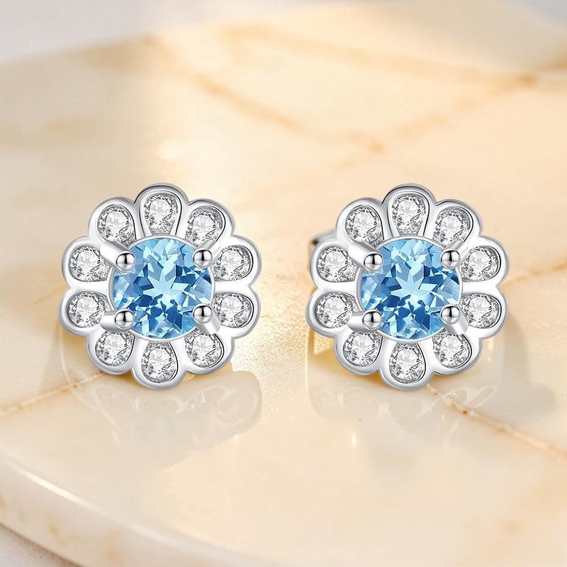 Boucles d'Oreilles Topaze – Fleur d'Eden, Argent