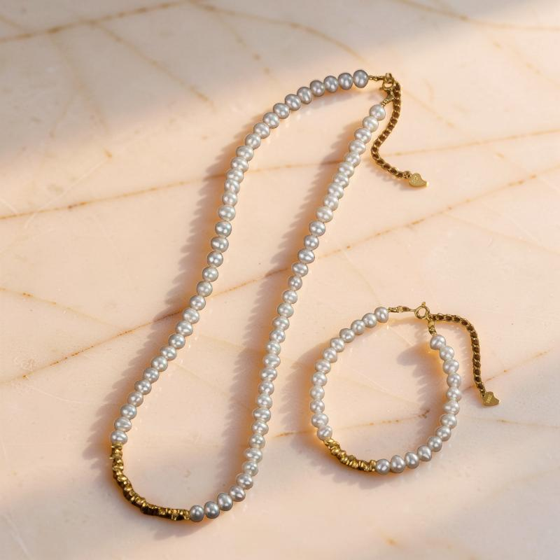 Bracelet Perle – Éclat Pur, Argent Plaqué Or